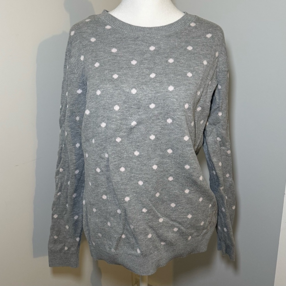 Gray and Pink Polka Dot Sweater